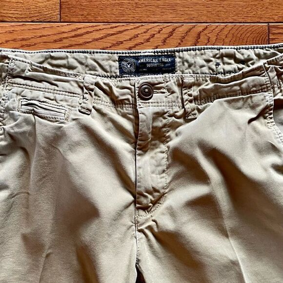 AMERICAN EAGLE MENS PANTS TAN CORE FLEX KHAKIS 32x32 - Picture 2 of 6
